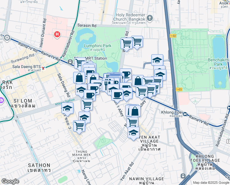 map of restaurants, bars, coffee shops, grocery stores, and more near in 