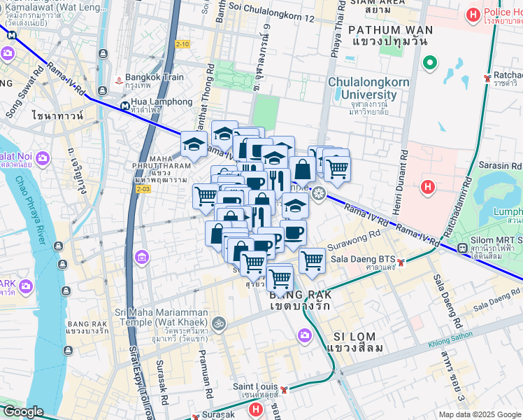 map of restaurants, bars, coffee shops, grocery stores, and more near in 