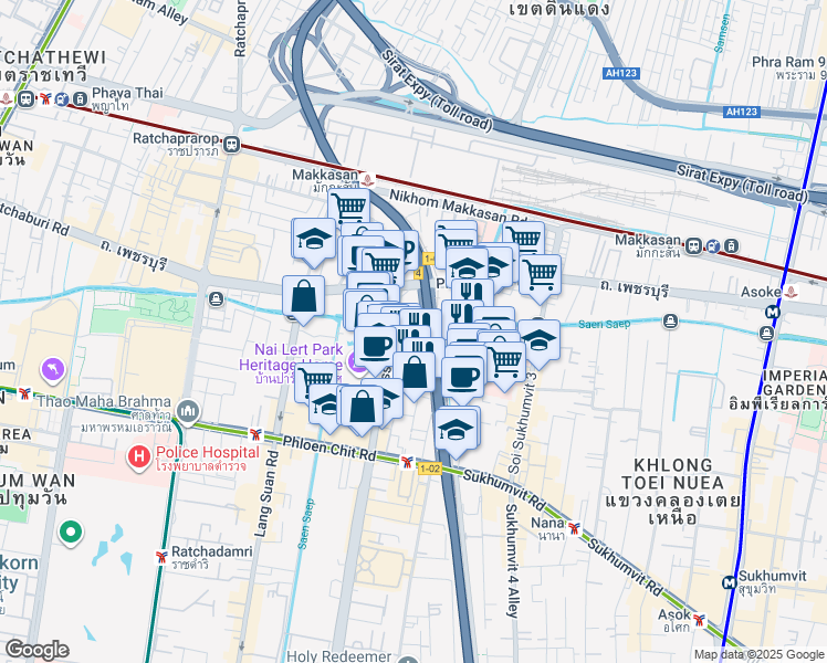 map of restaurants, bars, coffee shops, grocery stores, and more near in 