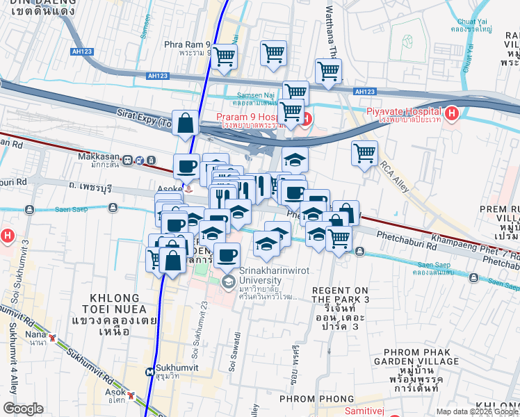 map of restaurants, bars, coffee shops, grocery stores, and more near in 