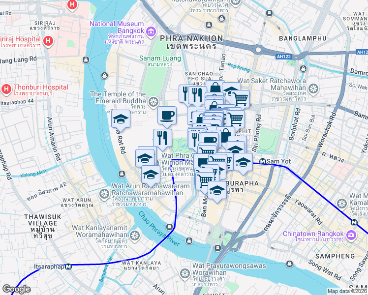 map of restaurants, bars, coffee shops, grocery stores, and more near  in 