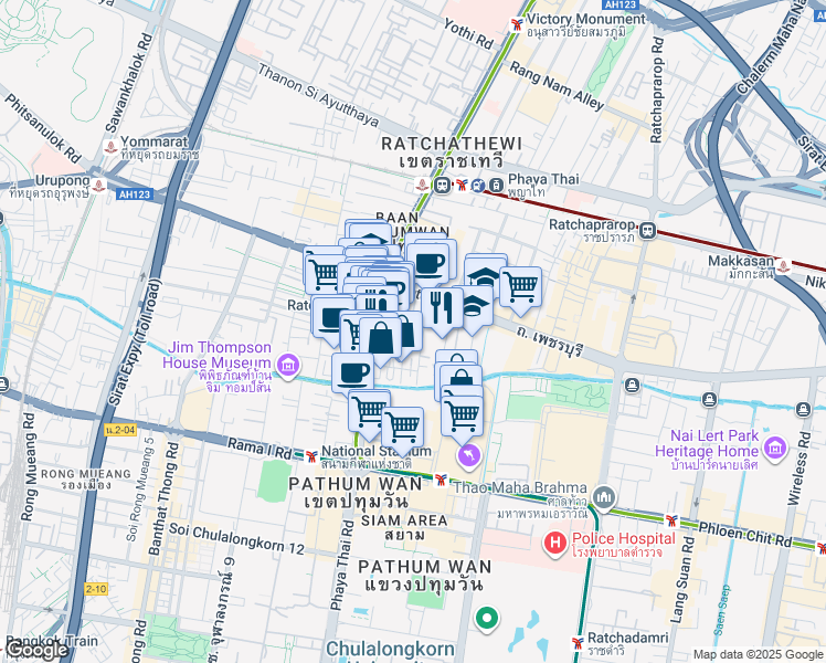 map of restaurants, bars, coffee shops, grocery stores, and more near in 