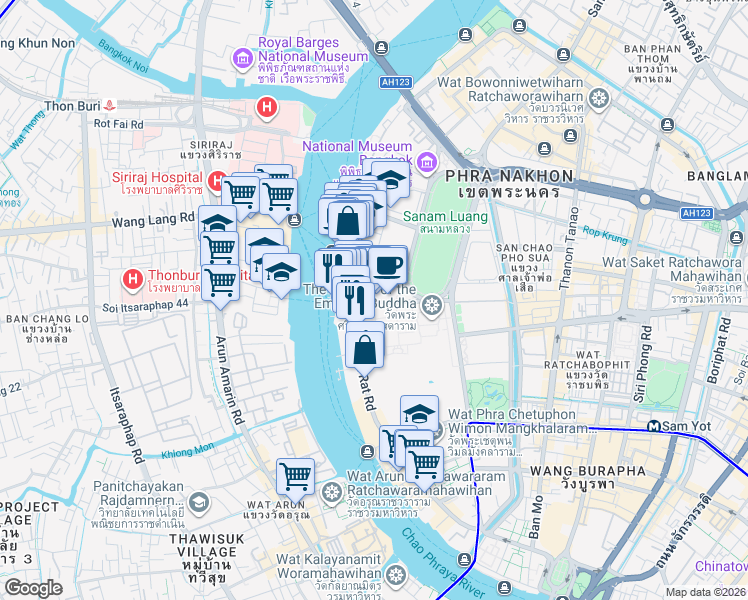 map of restaurants, bars, coffee shops, grocery stores, and more near  in 