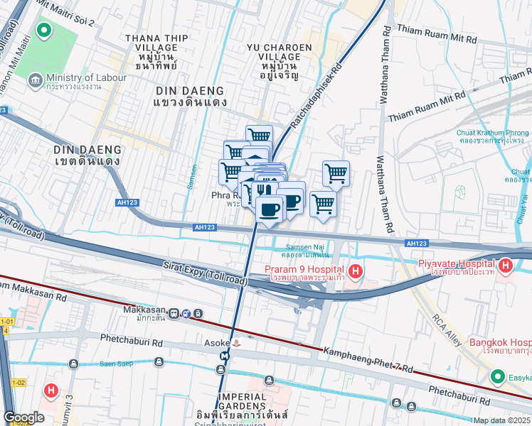 map of restaurants, bars, coffee shops, grocery stores, and more near in 