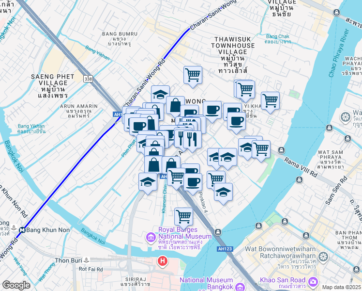 map of restaurants, bars, coffee shops, grocery stores, and more near in 