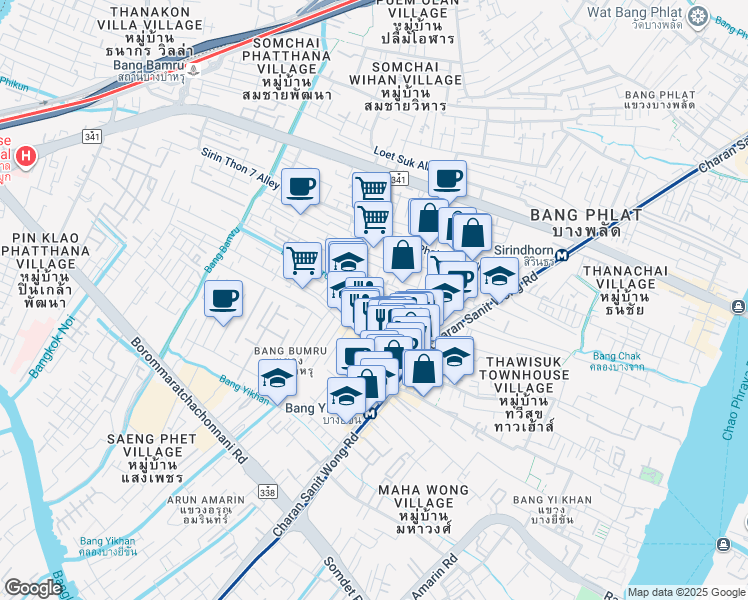 map of restaurants, bars, coffee shops, grocery stores, and more near in 