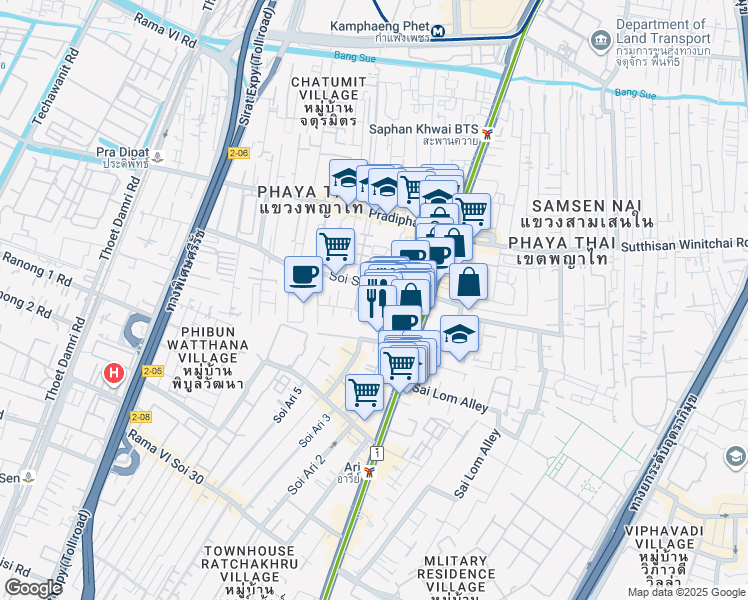 map of restaurants, bars, coffee shops, grocery stores, and more near in 