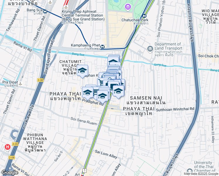 map of restaurants, bars, coffee shops, grocery stores, and more near 400 Phahonyothin in Bangkok
