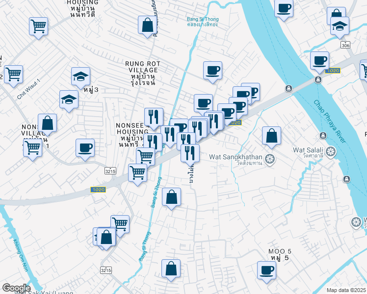 map of restaurants, bars, coffee shops, grocery stores, and more near in 