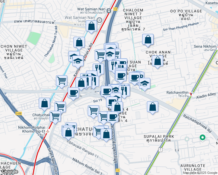 map of restaurants, bars, coffee shops, grocery stores, and more near in Bangkok