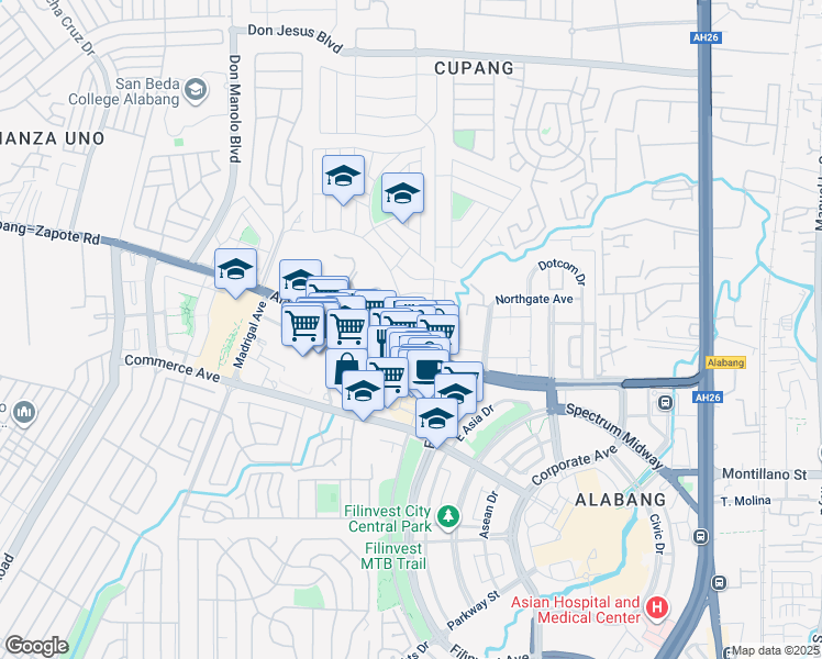 map of restaurants, bars, coffee shops, grocery stores, and more near in Muntinlupa