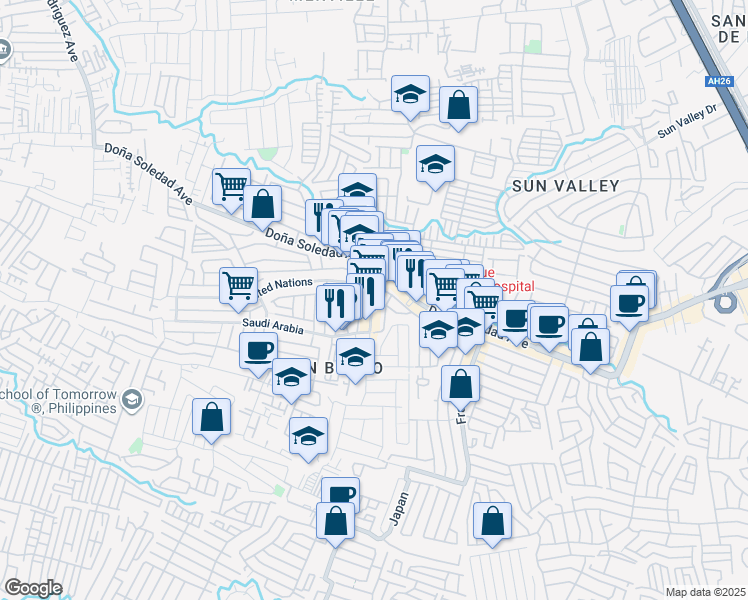 map of restaurants, bars, coffee shops, grocery stores, and more near Russia in Parañaque