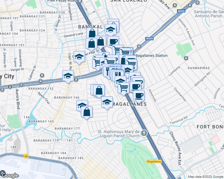 map of restaurants, bars, coffee shops, grocery stores, and more near 4 * Lapu Lapu St Magallanes Village-Makati City in Makati