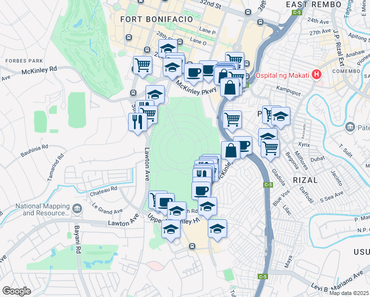 map of restaurants, bars, coffee shops, grocery stores, and more near in 