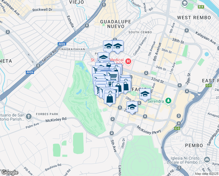 map of restaurants, bars, coffee shops, grocery stores, and more near 3rd Avenue in Taguig