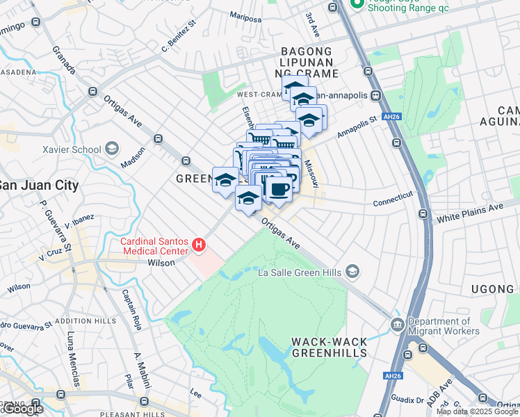 map of restaurants, bars, coffee shops, grocery stores, and more near South Drive in San Juan