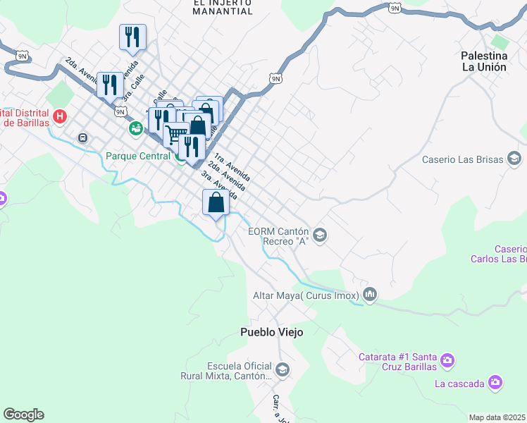 map of restaurants, bars, coffee shops, grocery stores, and more near Calle in Santa Cruz Barillas