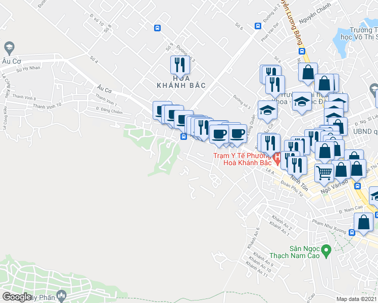 map of restaurants, bars, coffee shops, grocery stores, and more near in Liên Chiểu