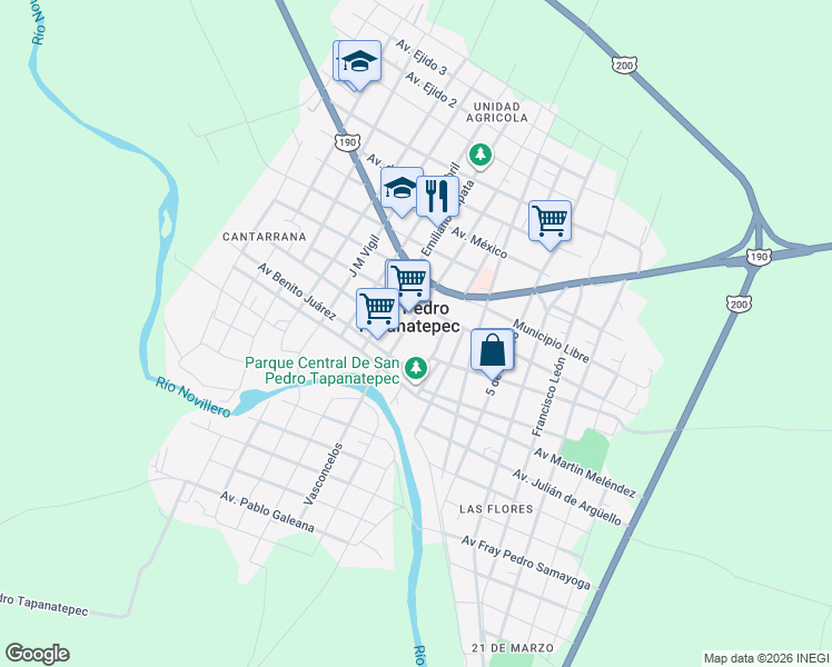 map of restaurants, bars, coffee shops, grocery stores, and more near in San Pedro Tapanatepec