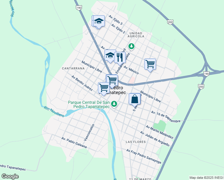 map of restaurants, bars, coffee shops, grocery stores, and more near in San Pedro Tapanatepec