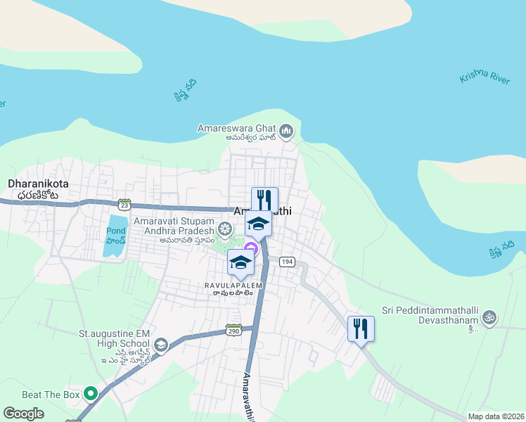 map of restaurants, bars, coffee shops, grocery stores, and more near in Amaravathi