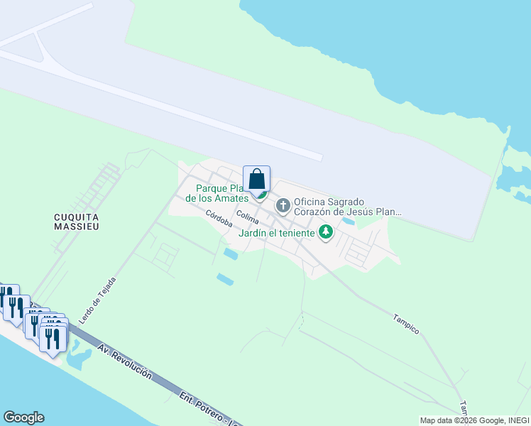 map of restaurants, bars, coffee shops, grocery stores, and more near Plan de Los Amates in Acapulco de Juárez