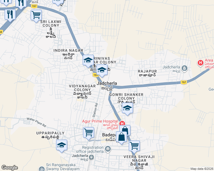map of restaurants, bars, coffee shops, grocery stores, and more near in Jadcherla