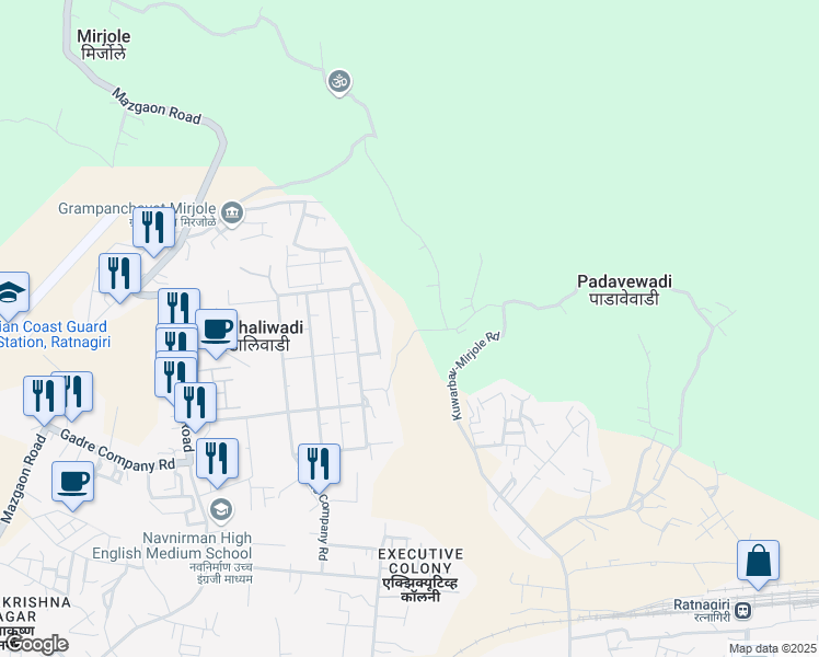map of restaurants, bars, coffee shops, grocery stores, and more near in Ratnagiri