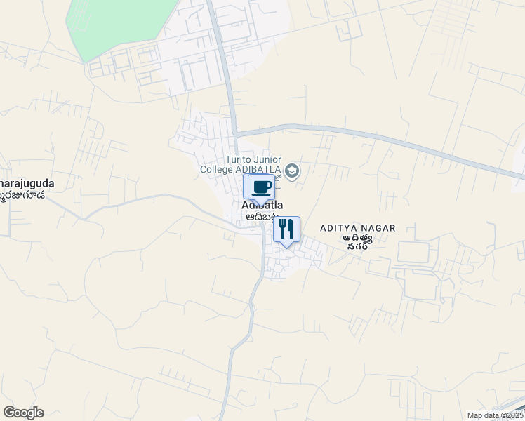 map of restaurants, bars, coffee shops, grocery stores, and more near in Adibatla