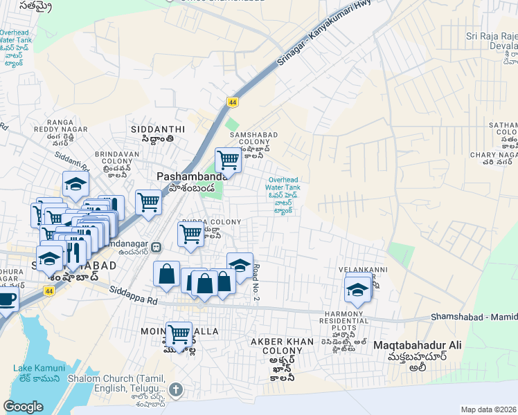 map of restaurants, bars, coffee shops, grocery stores, and more near Unnamed Road in Hyderabad