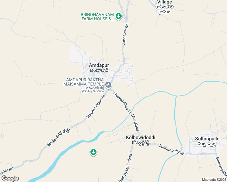 map of restaurants, bars, coffee shops, grocery stores, and more near Shamshabad To Moinabad in Amdapur