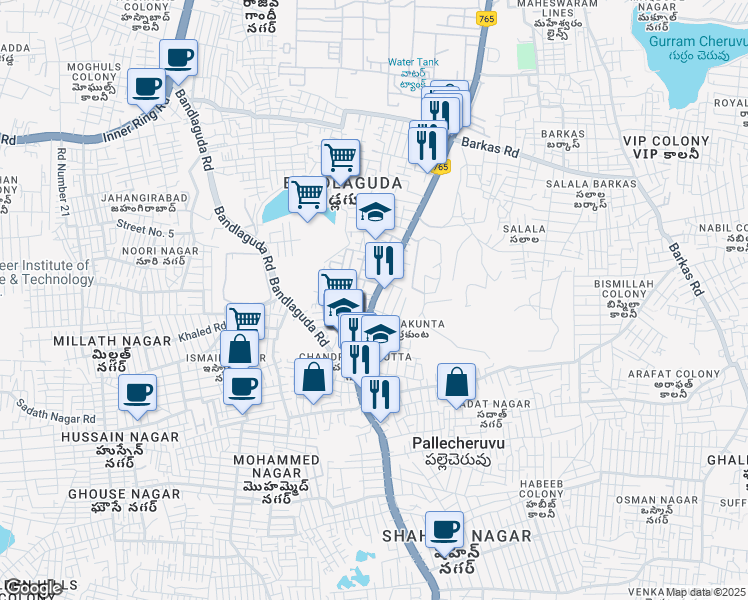 map of restaurants, bars, coffee shops, grocery stores, and more near in Hyderabad