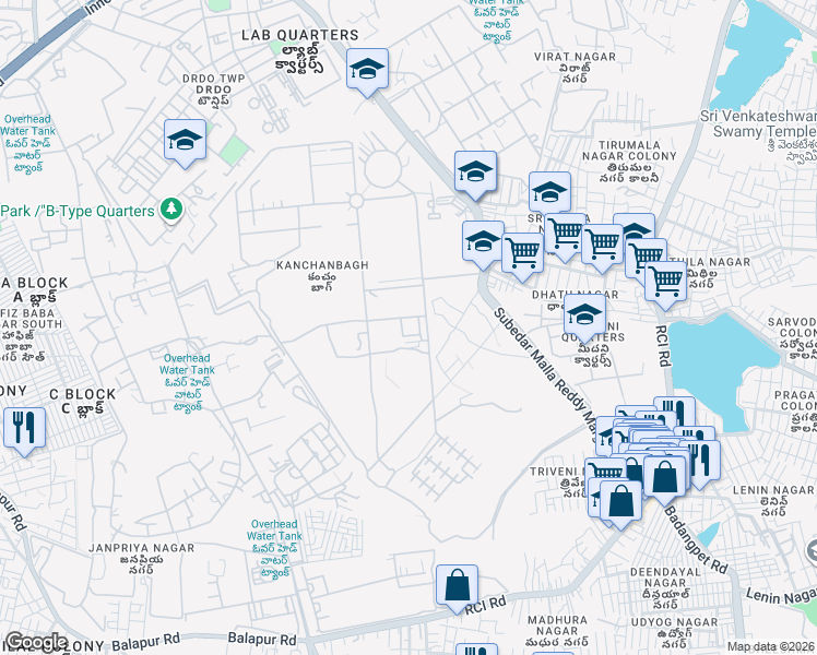 map of restaurants, bars, coffee shops, grocery stores, and more near Unnamed Road in Hyderabad