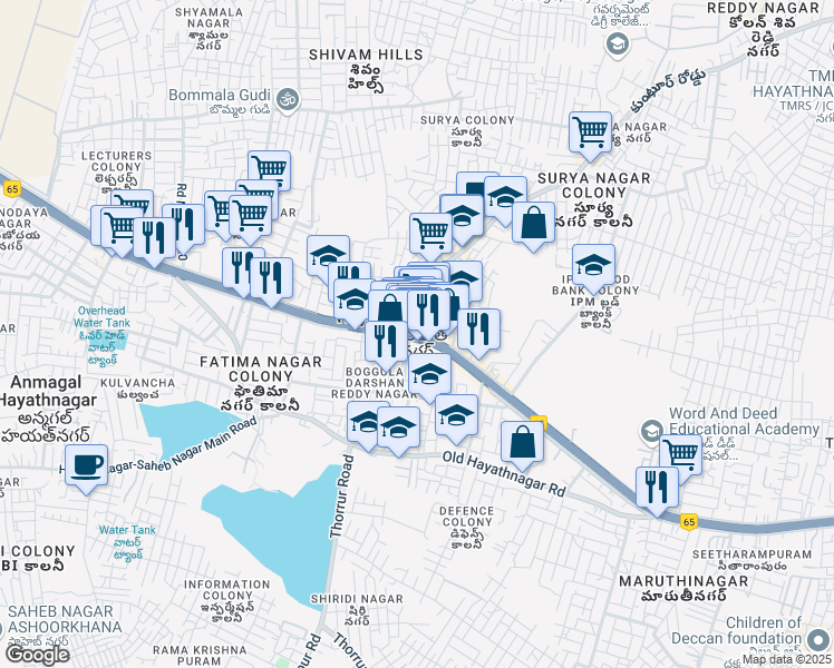map of restaurants, bars, coffee shops, grocery stores, and more near in Hayathnagar_Khalsa