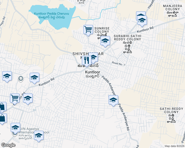map of restaurants, bars, coffee shops, grocery stores, and more near in Kuntloor