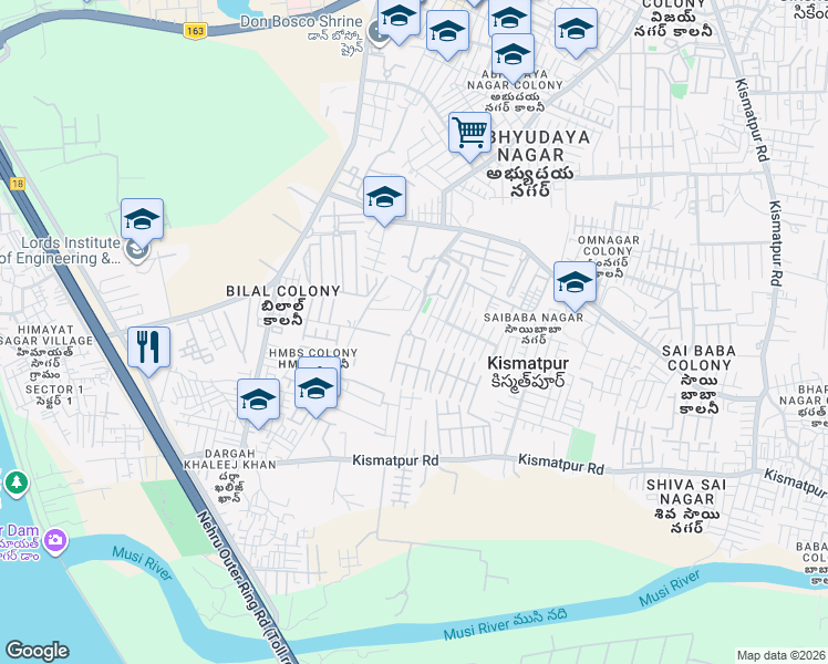 map of restaurants, bars, coffee shops, grocery stores, and more near in Hyderabad