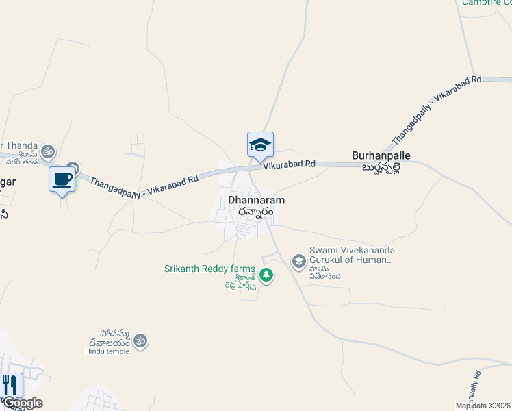 map of restaurants, bars, coffee shops, grocery stores, and more near in Dhannaram