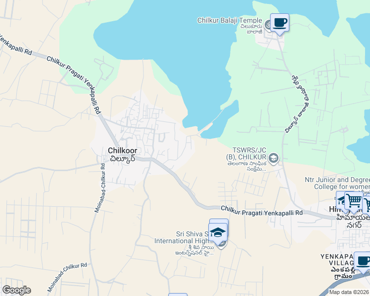 map of restaurants, bars, coffee shops, grocery stores, and more near Balaji Temple Road in Chilkoor