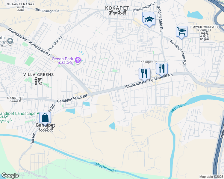 map of restaurants, bars, coffee shops, grocery stores, and more near in Hyderabad
