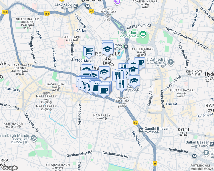map of restaurants, bars, coffee shops, grocery stores, and more near in Hyderabad