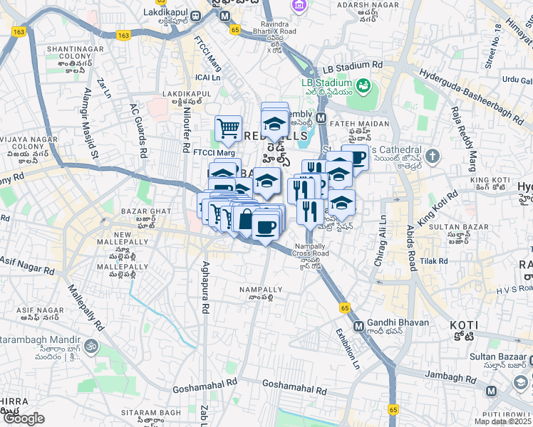 map of restaurants, bars, coffee shops, grocery stores, and more near in Hyderabad