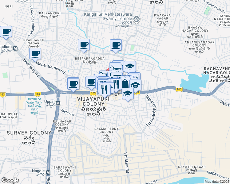 map of restaurants, bars, coffee shops, grocery stores, and more near in Hyderabad