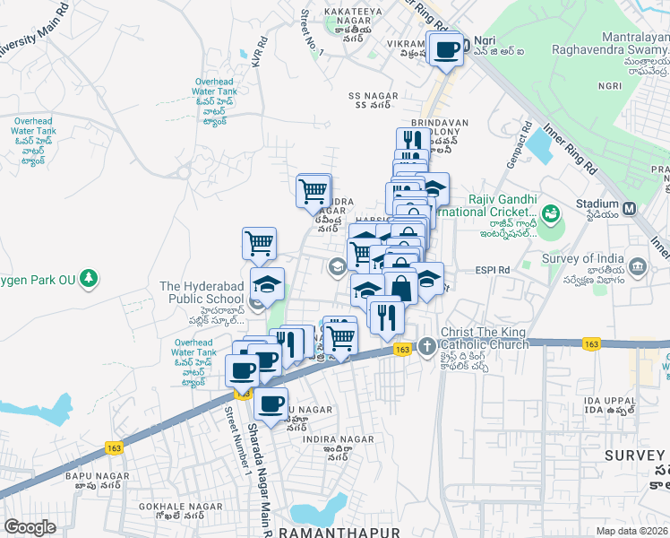 map of restaurants, bars, coffee shops, grocery stores, and more near in Hyderabad