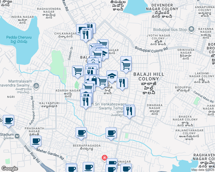 map of restaurants, bars, coffee shops, grocery stores, and more near in Hyderabad