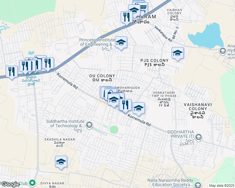map of restaurants, bars, coffee shops, grocery stores, and more near in Hyderabad