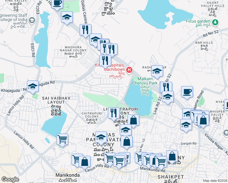 map of restaurants, bars, coffee shops, grocery stores, and more near in Hyderabad