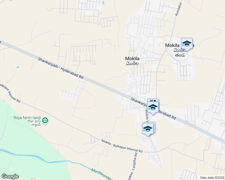 map of restaurants, bars, coffee shops, grocery stores, and more near Shankarpalli Road in Mokilla