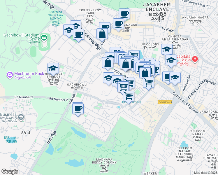 map of restaurants, bars, coffee shops, grocery stores, and more near in Hyderabad