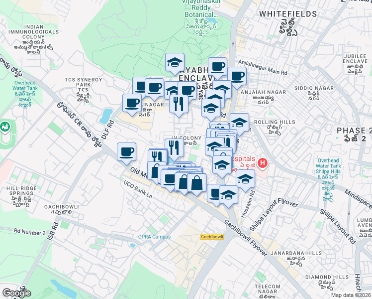 map of restaurants, bars, coffee shops, grocery stores, and more near in Hyderabad