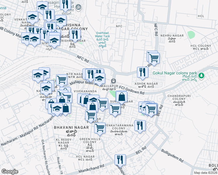 map of restaurants, bars, coffee shops, grocery stores, and more near in Secunderabad